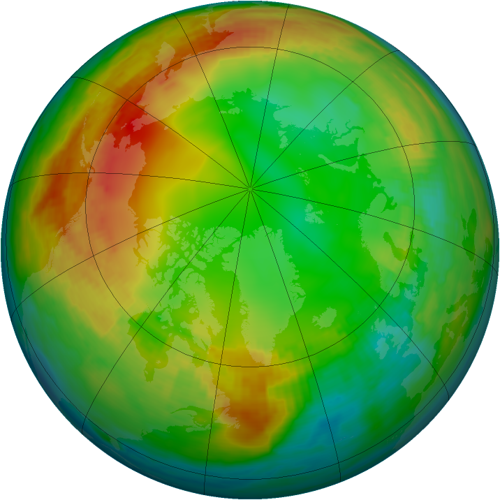 Arctic ozone map for 22 January 1989